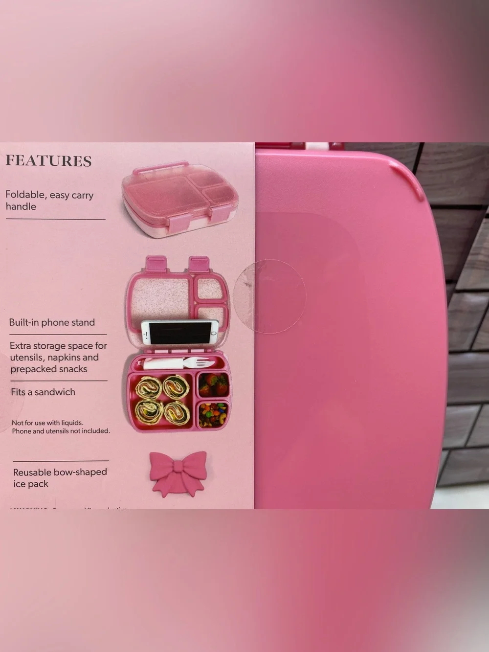 Paris Hilton ❤️Bow Bento style Lunch Box WITH REUSABLE BOW-SHAPED ICE PACK New